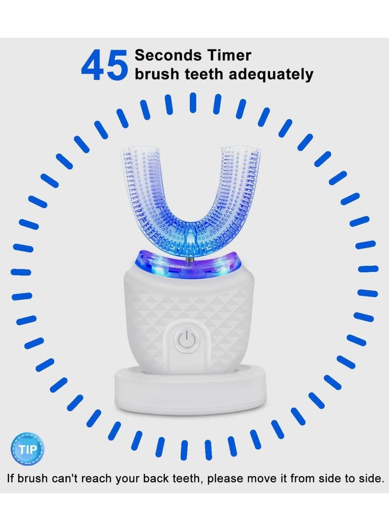هذا المنتج هو فرشاة أسنان كهربائية أوتوماتيكية بالكامل بتصميم حرف U (U-Shaped Ultrasonic Toothbrush)، وهي مصممة لتنظيف الأسنان بزاوية 360 درجة بشكل سريع ومريح. - Image 2